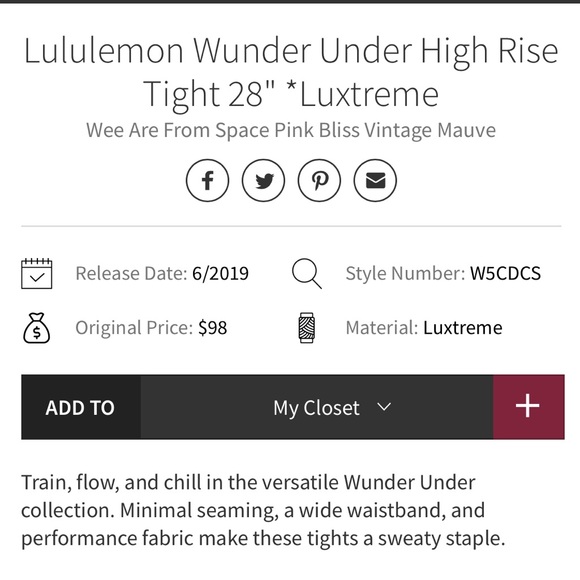 Lulu🍋 High Rise Wunder Under Wee Are From Space Pink Bliss Vintage Moss size 6 - Picture 4 of 11